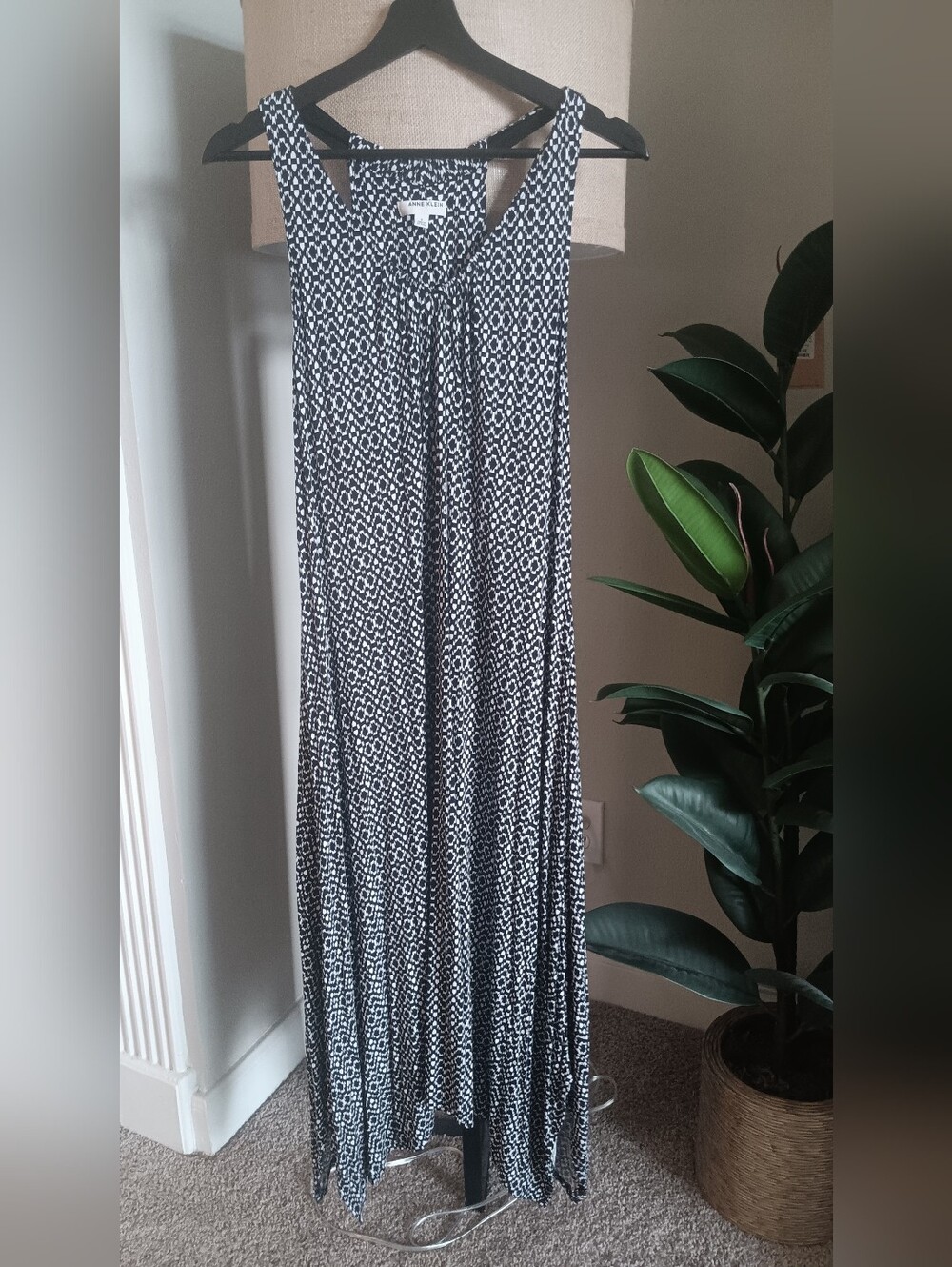 Anne Klein Black & White Geometric Sleeveless Dress Small